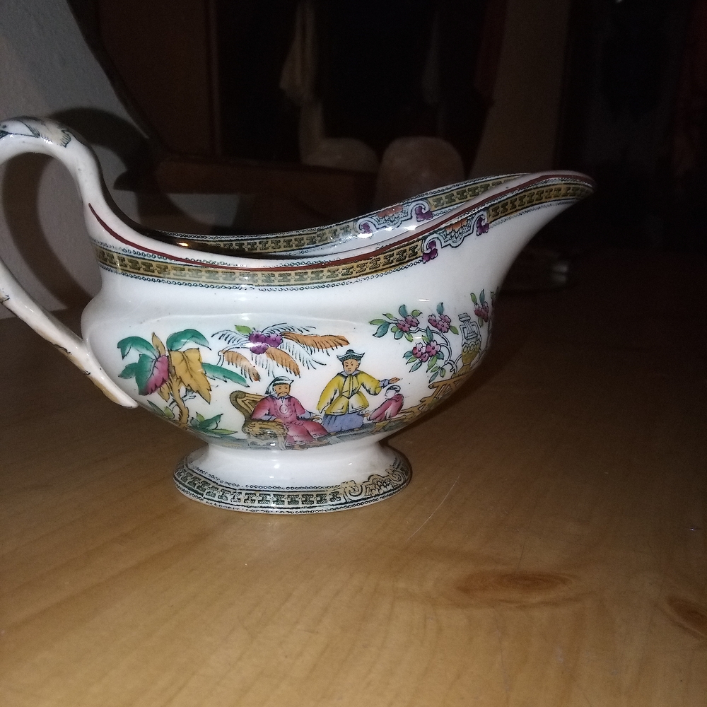 Elegant Multicolor Porcelain Gravy Boat
